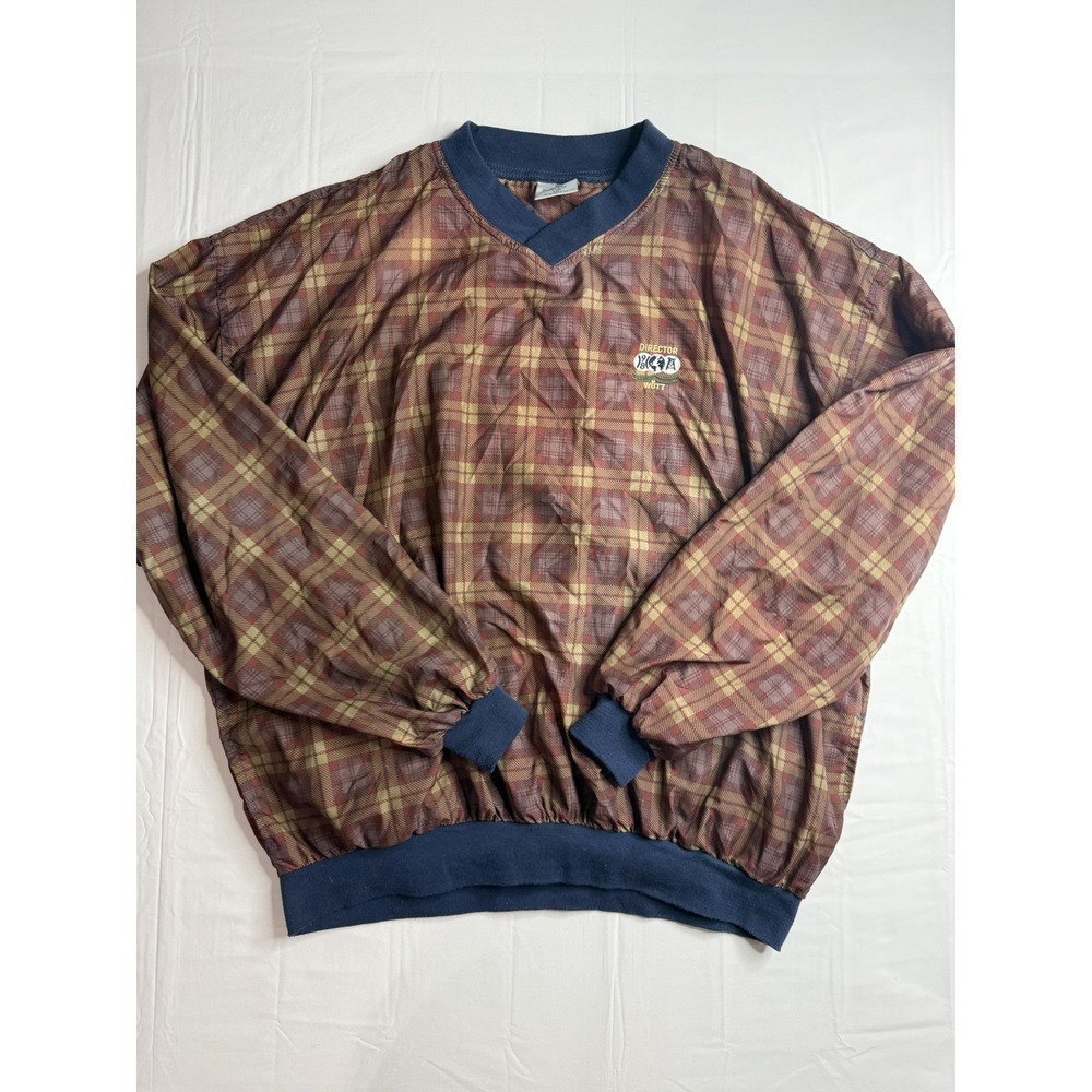 Vintage Munsingwear Men XXL Nylon V-Neck Pullover Windshirt Made in USA Plaid